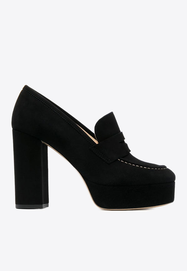 P.A.R.O.S.H 115 Penny-Slot Suede Platform Pumps Black D070232MOSHOE_013