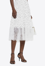 Self-Portrait Lace-Trim Polka-Dot Midi Dress White PF23079M_W