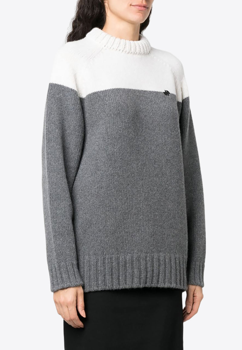 Patou Two-Tone Knitted Wool Sweater Gray KN1458043_963A