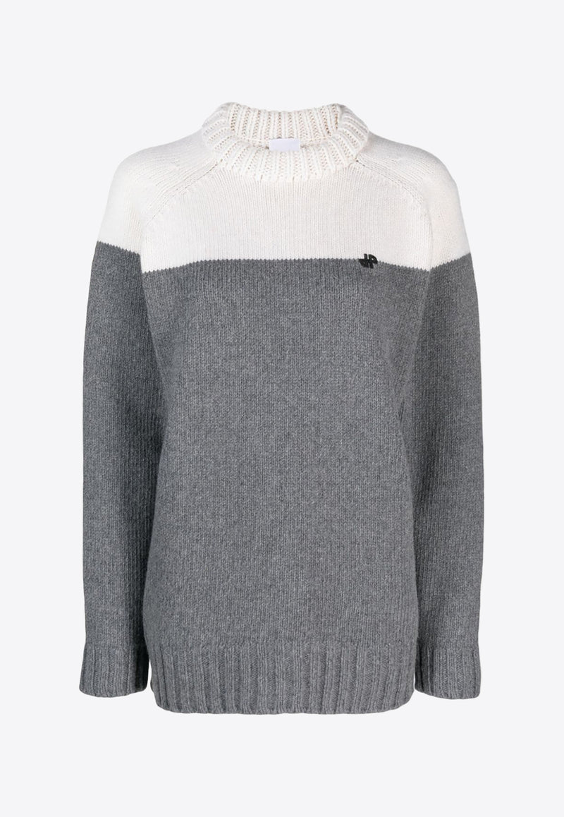 Patou Two-Tone Knitted Wool Sweater Gray KN1458043_963A