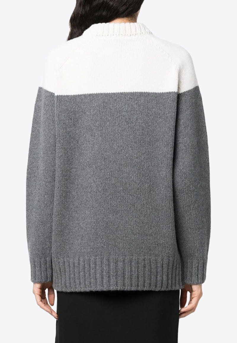 Patou Two-Tone Knitted Wool Sweater Gray KN1458043_963A