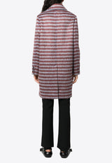 Marni Single-Breasted Striped Coat Burgundy CPMA0216MUUTW997_STR79