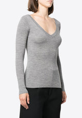 P.A.R.O.S.H Leila Fine-Ribbed Wool Sweater Gray D511583LEILA23_018