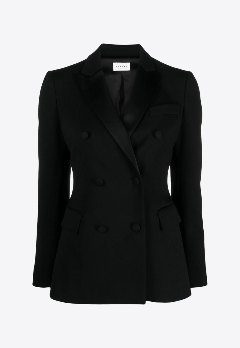 P.A.R.O.S.H Liliuxy Double-Breasted Tuxedo Blazer Black D420067LILIUXY23_013