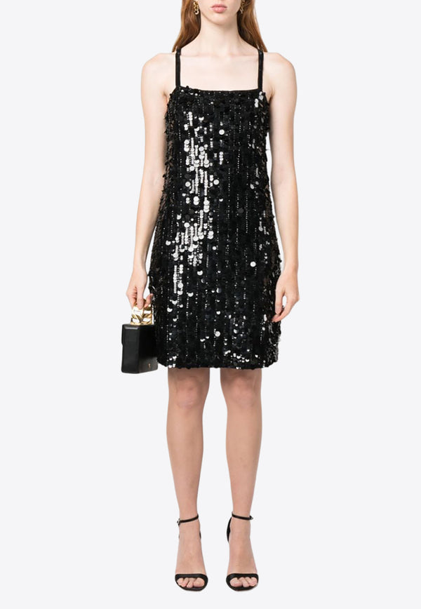 P.A.R.O.S.H Sequined Sleeveless Mini Dress Black D721849GENDER_013