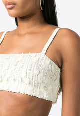 P.A.R.O.S.H Sequined Cropped Top White D311530GENDER_002