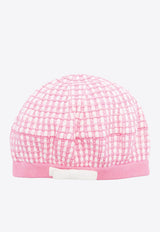 Self-Portrait Kids Girls Checkered Knit Beret Pink PF23773_P