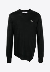 Comme Des Garçons X Lacoste Logo Embroidered Wool Sweater Black FLN002W23_1