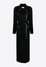 P.A.R.O.S.H Zip-Up Wool Long Coat Black D431568LEAK23_013