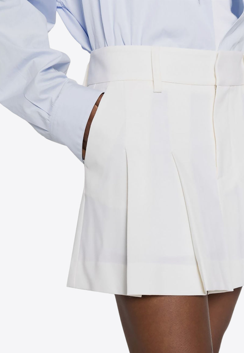 P.A.R.O.S.H Pleated Wool-Blend Mini Skirt White D630417LILIUXY23_002