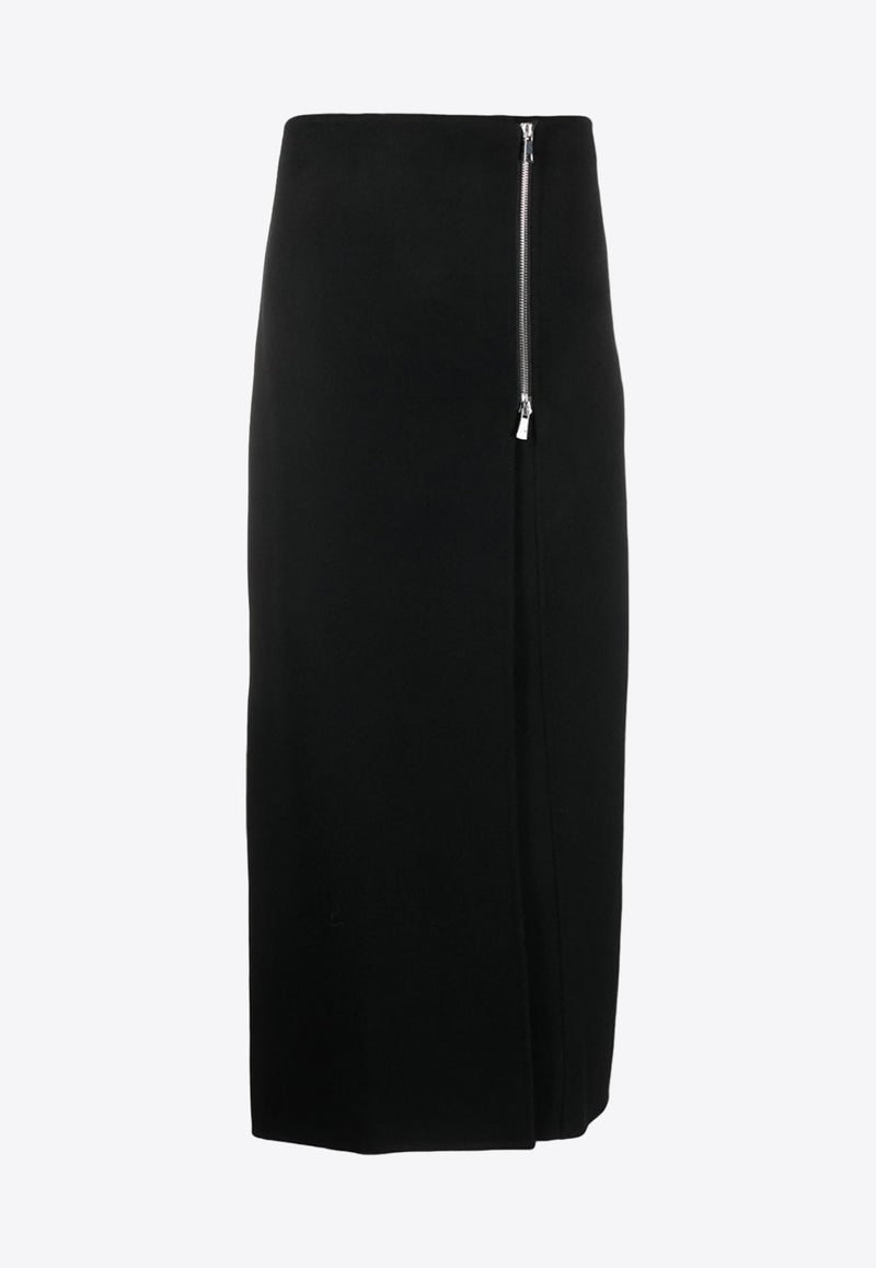 P.A.R.O.S.H Zip-Up Wool Maxi Skirt Black D620662LEAK23_013