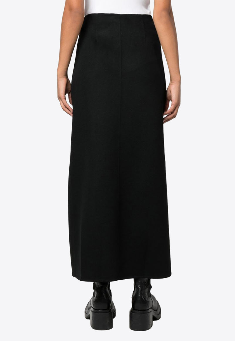 P.A.R.O.S.H Zip-Up Wool Maxi Skirt Black D620662LEAK23_013