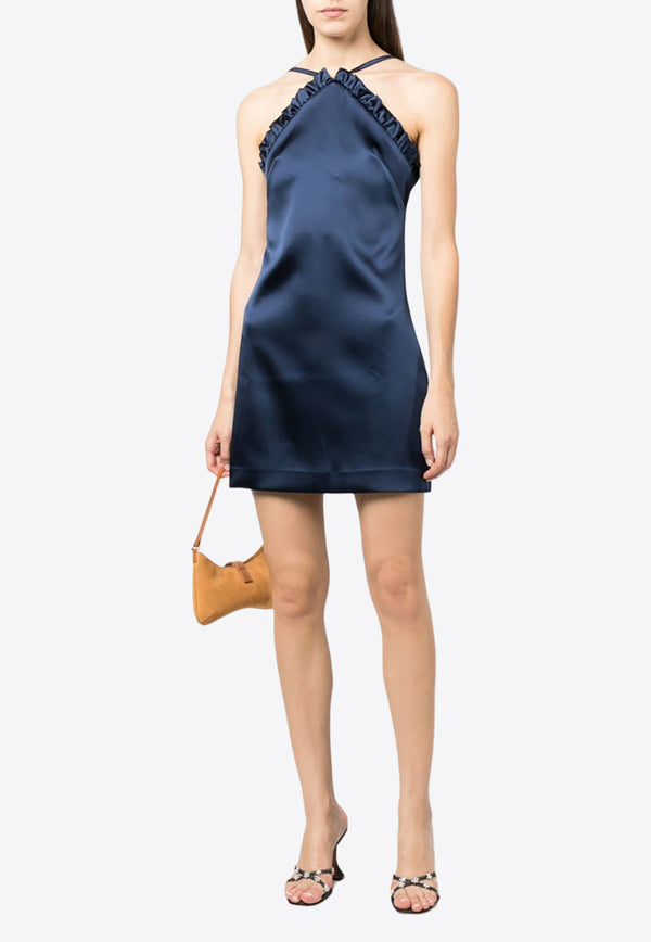 P.A.R.O.S.H Halterneck Satin Mini Dress Blue D731306ALIX23_012