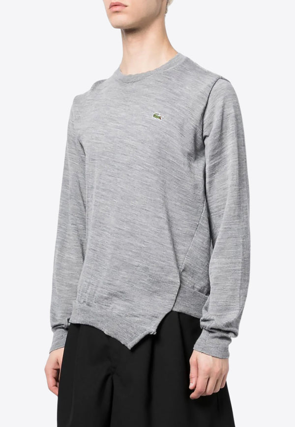 Comme Des Garçons X Lacoste Logo Patch Wool Sweater Gray FLN002W23_3