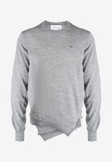 Comme Des Garçons X Lacoste Logo Patch Wool Sweater Gray FLN002W23_3