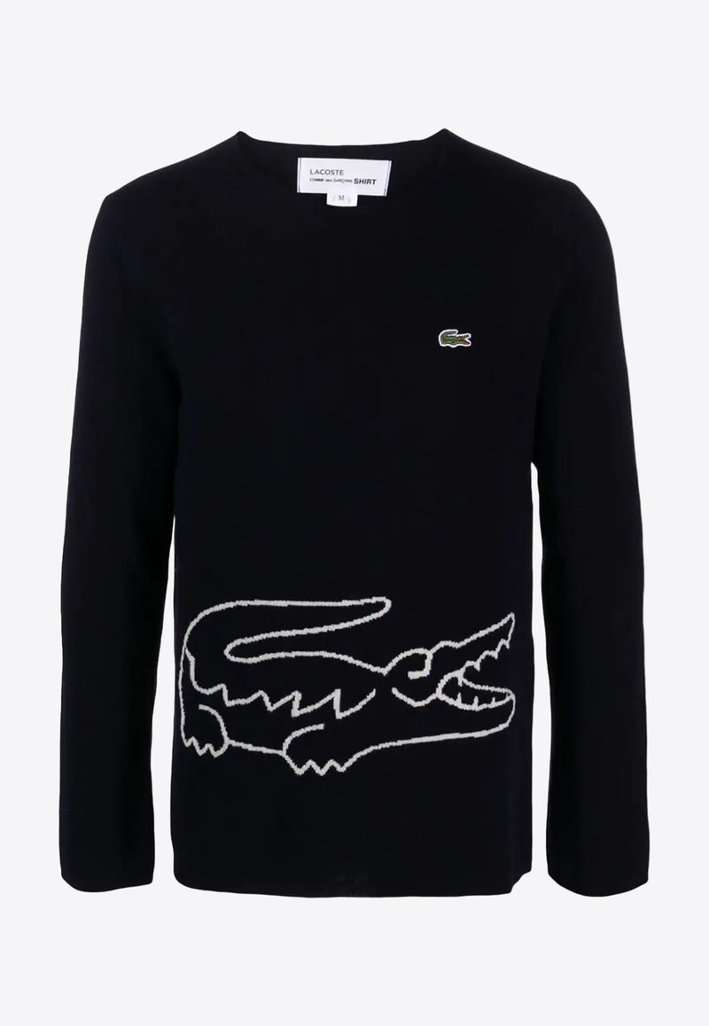 Comme Des Garçons X Lacoste Intarsia Knit Logo Sweater Navy FLN003W23_2