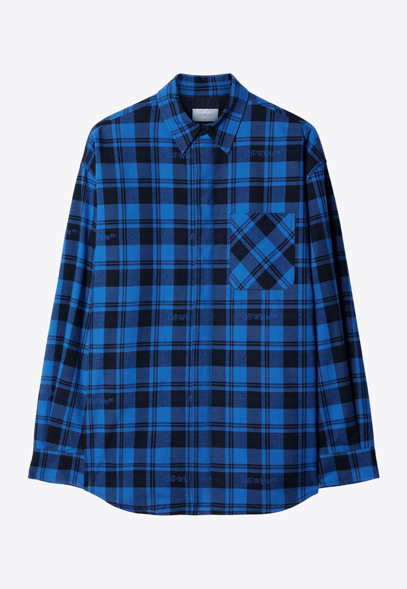 Off-White Checked Flannel Shirt Blue OMES003F23FAB001_4800