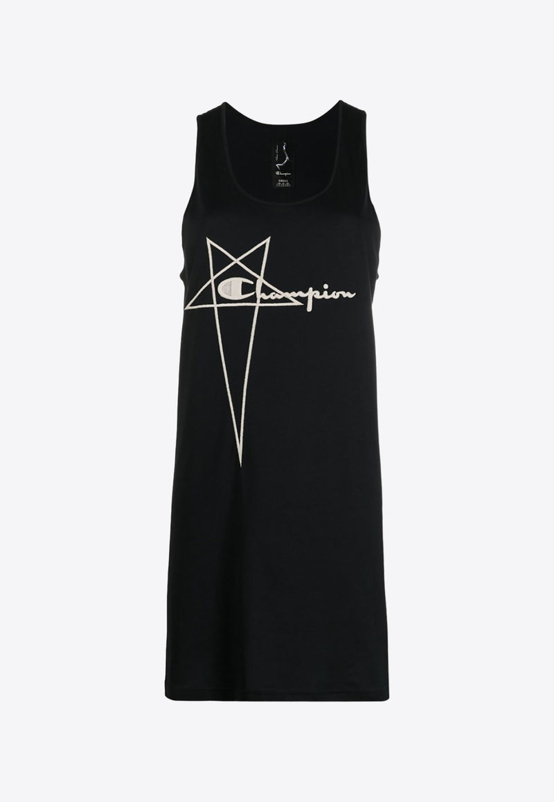 Rick Owens X Champion Logo Jersey Tank Dress Black CW02C6674CHJEG_09