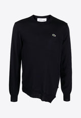 Comme Des Garçons X Lacoste Asymmetric Wool Logo Sweater Navy FLN002W23_2