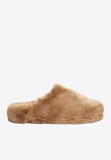 La Rose Furry Faux-Fur Slippers Camel U16P21571_CAMEL