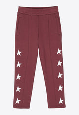 Golden Goose DB Kids Boys Stars Print Track Pants Bordeaux GKP01266P000922_40233