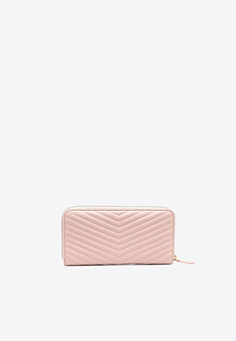 PINKO Ryder Quilted Leather Zip-Around Wallet Blush 100250A0GK_O81Q