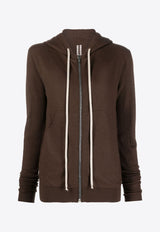 Rick Owens Zip-Up Cashmere Hooded Sweatshirt Brown RP02C1628WSB_04