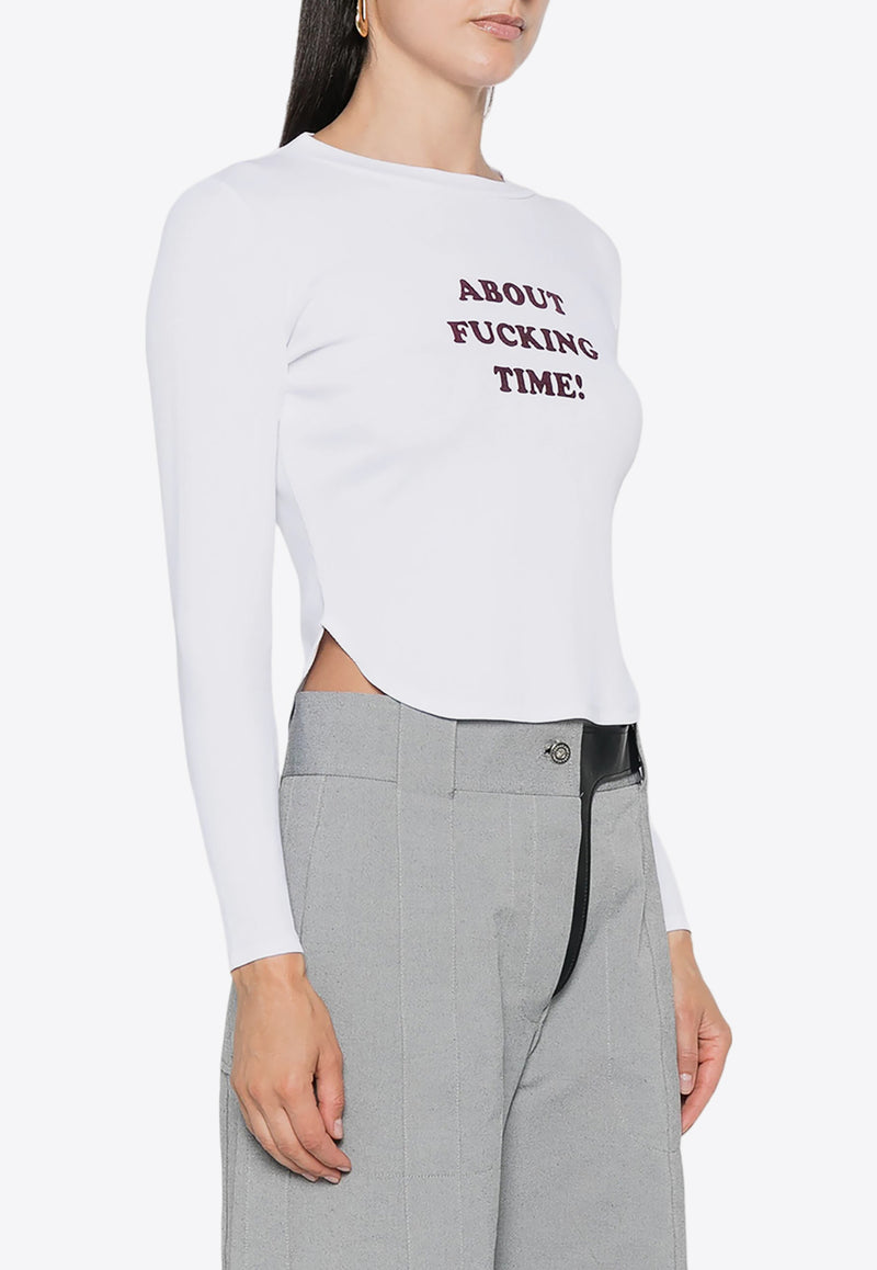 Stella McCartney Slogan Print Long-Sleeved T-shirt White 6J03003SPZ42_9228