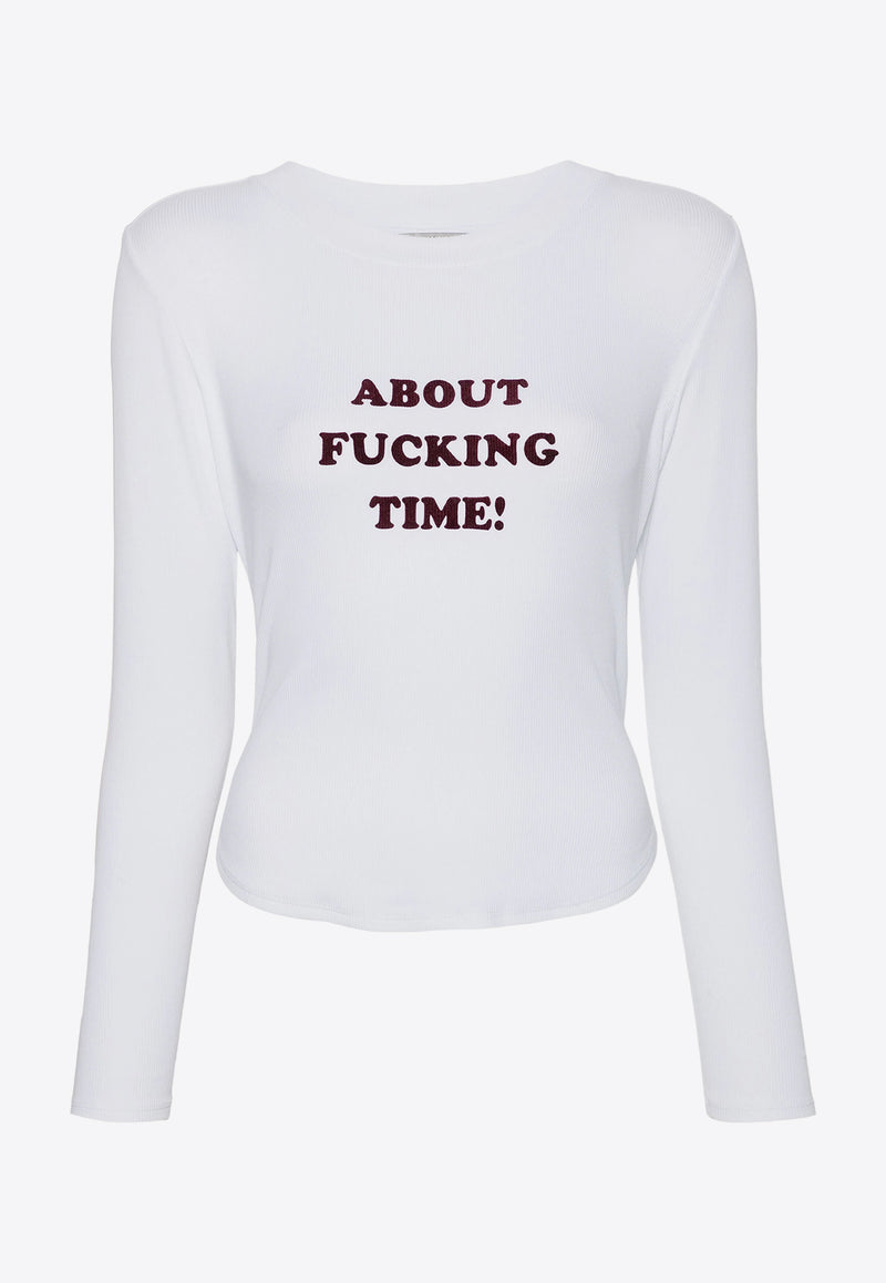 Stella McCartney Slogan Print Long-Sleeved T-shirt White 6J03003SPZ42_9228