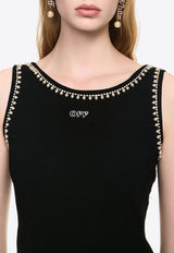 Off-White Pearl Embellished Ribbed Tank Top Black OWAD258F24JER001_1001