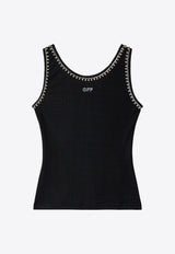 Off-White Pearl Embellished Ribbed Tank Top Black OWAD258F24JER001_1001