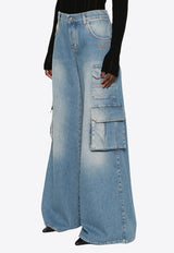 Off-White Wide-Leg Faded Cargo Jeans Blue OWYB019F24DEN002_4000