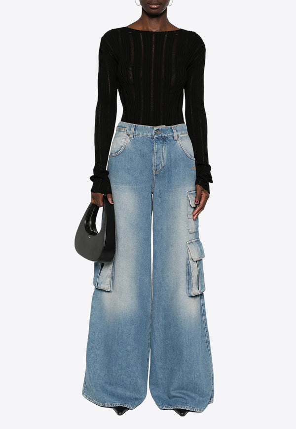 Off-White Wide-Leg Faded Cargo Jeans Blue OWYB019F24DEN002_4000