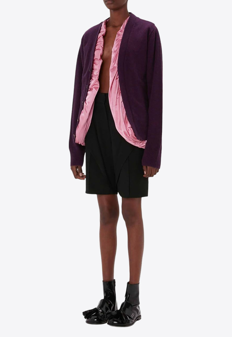 JW Anderson Satin-Lined Wool Cardigan Purple KW1288YN0375_489