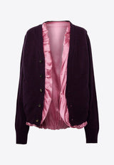 JW Anderson Satin-Lined Wool Cardigan Purple KW1288YN0375_489