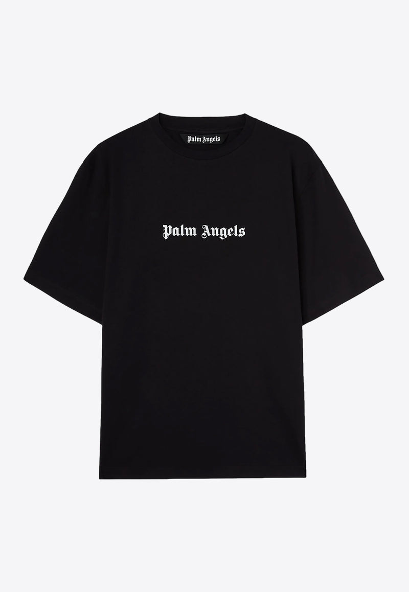 Palm Angels Logo Print Crewneck T-shirt Black PMAA089C99JER003_1001