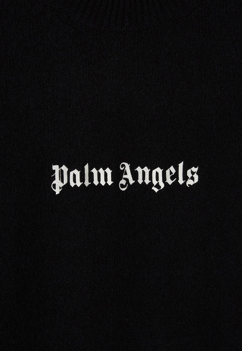 Palm Angels Logo Embroidered Crewneck Sweater Black PMHE054C99KNI001_1003