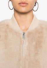 P.A.R.O.S.H Pathos Faux-Fur Bomber Jacket Beige D431627PATHOS_003