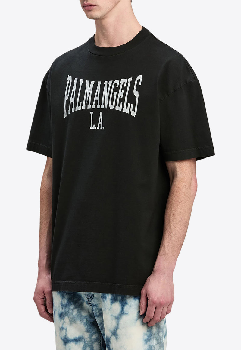 Palm Angels Logo Print College T-shirt Black PMAA001F24JER005_1003