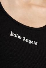 Palm Angels Logo Embroidered Ribbed Tank Top Black PWAC020C99FAB001_1003