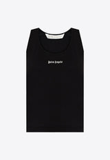 Palm Angels Logo Embroidered Ribbed Tank Top Black PWAC020C99FAB001_1003