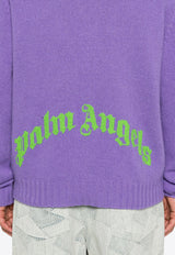 Palm Angels Curve Logo Crewneck Sweater Purple PMHE027F24KNI001_3554