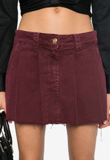 Elisabetta Franchi Pleated Mini Denim Skirt Bordeaux GJ30D46E2_CG3