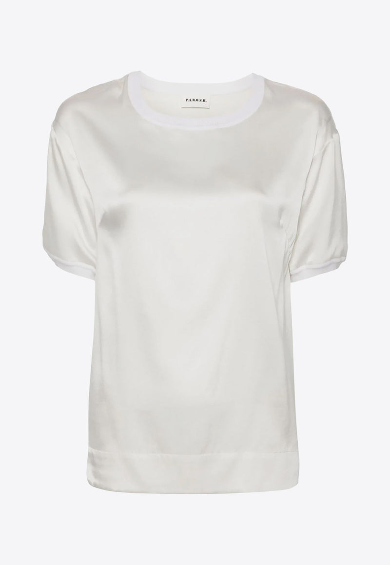 P.A.R.O.S.H Salty Satin Crewneck T-shirt White D311603SALTY_002