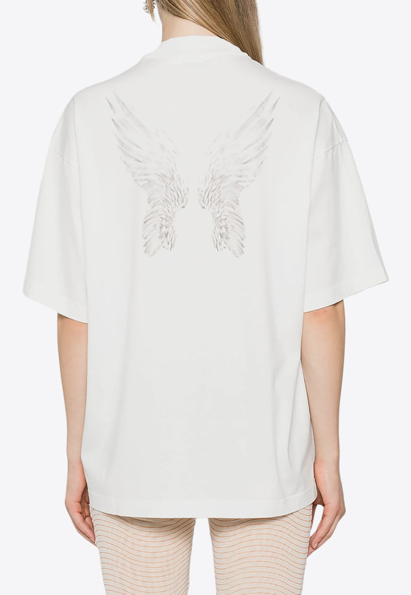 Palm Angels Wings Pencil Crewneck T-shirt Off-white PWAA017F24JER004_0310