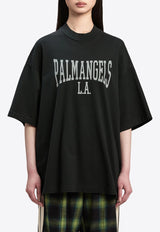 Palm Angels Logo Print College T-shirt Black PWAA017F24JER001_1009