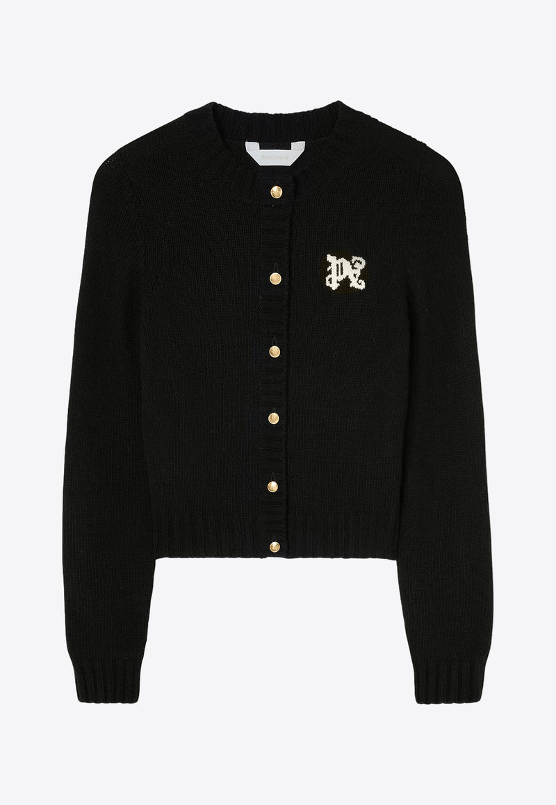 Palm Angels Monogram Embroidered Cardigan Black PWHB020F24KNI001_1003