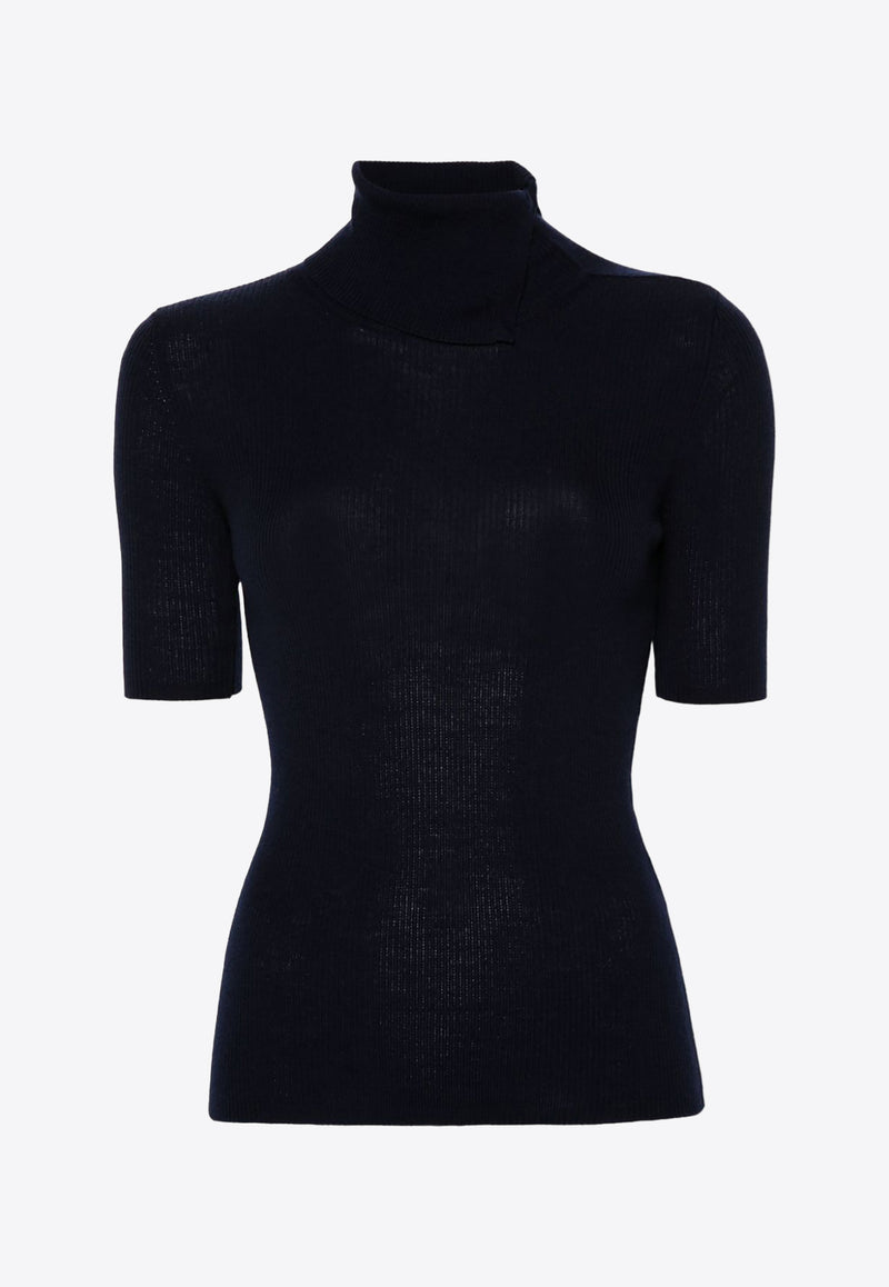 P.A.R.O.S.H Leila Turtleneck Wool Knit Top Blue D512928LEILA24_012