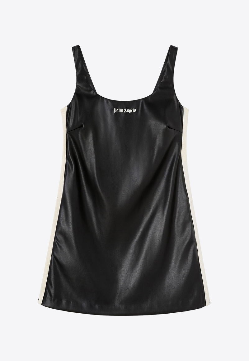 Palm Angels Leather-Effect Logo Mini Dress Black PWDB243F24FAB001_1003