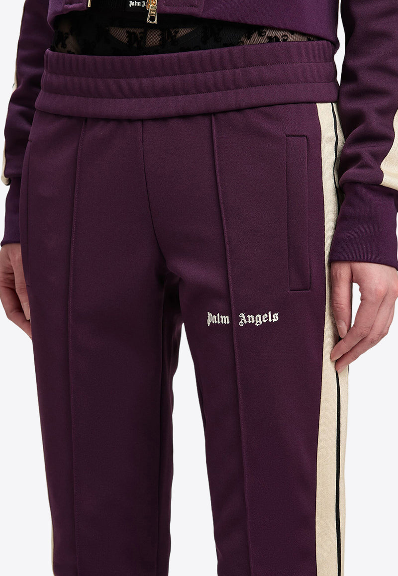 Palm Angels Logo Embroidered Track Pants  Purple PWCJ019F24FAB001_2903